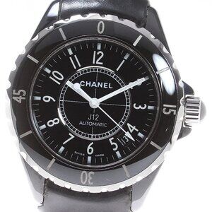 CHANEL J12 38MM H0683 Black ceramic Leather belt Automatic Men's Watch